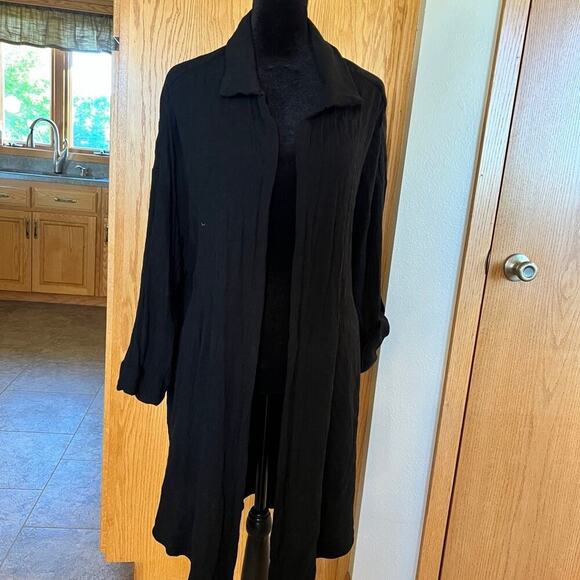 TORRID 2 (2X 18-20) black long open front cardigan.  Rayon - Picture 4 of 7
